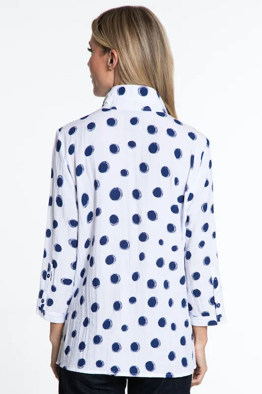 Printed Woven Button Front Tunic- Petite- Navy Print sold by Ail Miles Clothing product image thumbnail 2