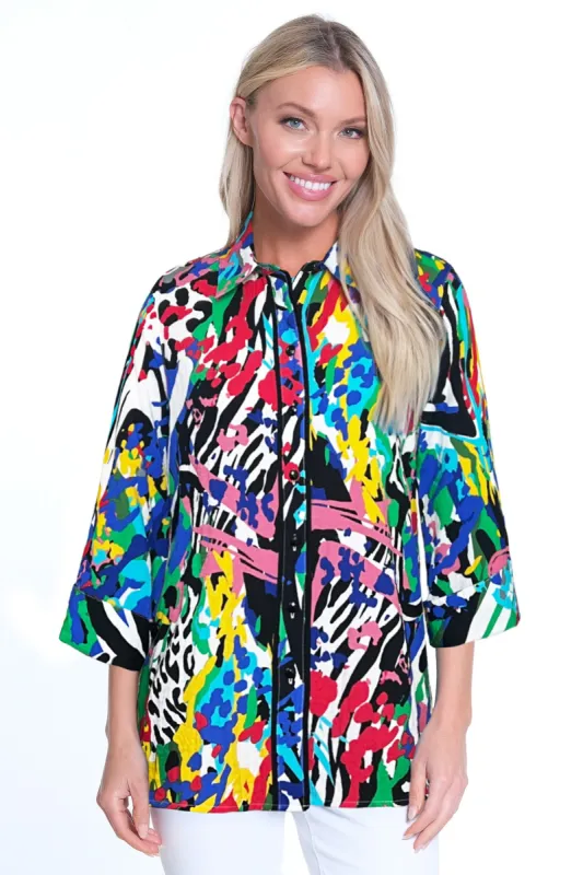 Button Front Tunic- Multi sold by Ail Miles Clothing