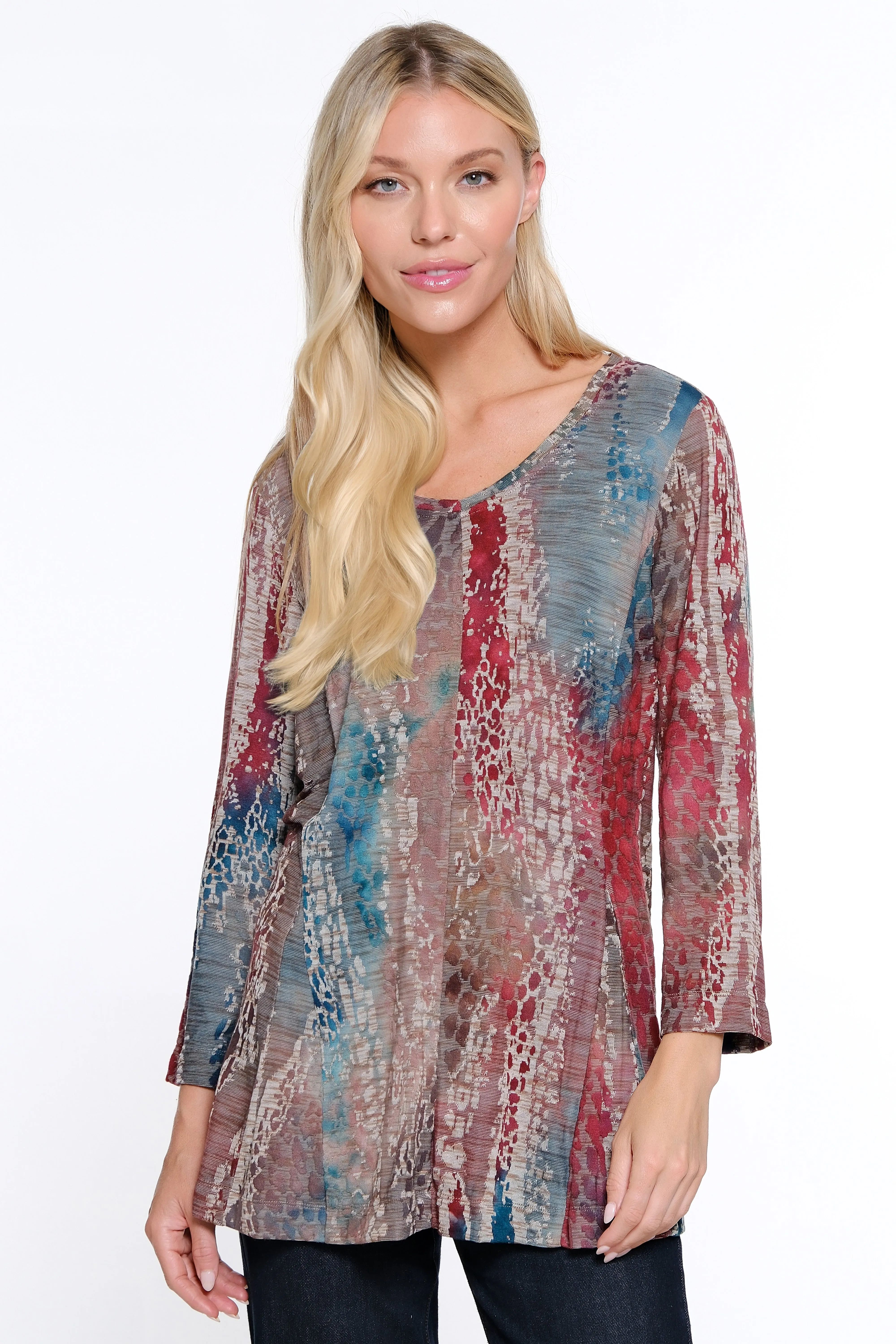 Printed Woven Burnout Button Front Tunic - Women's - Multi sold by Ail Miles Clothing