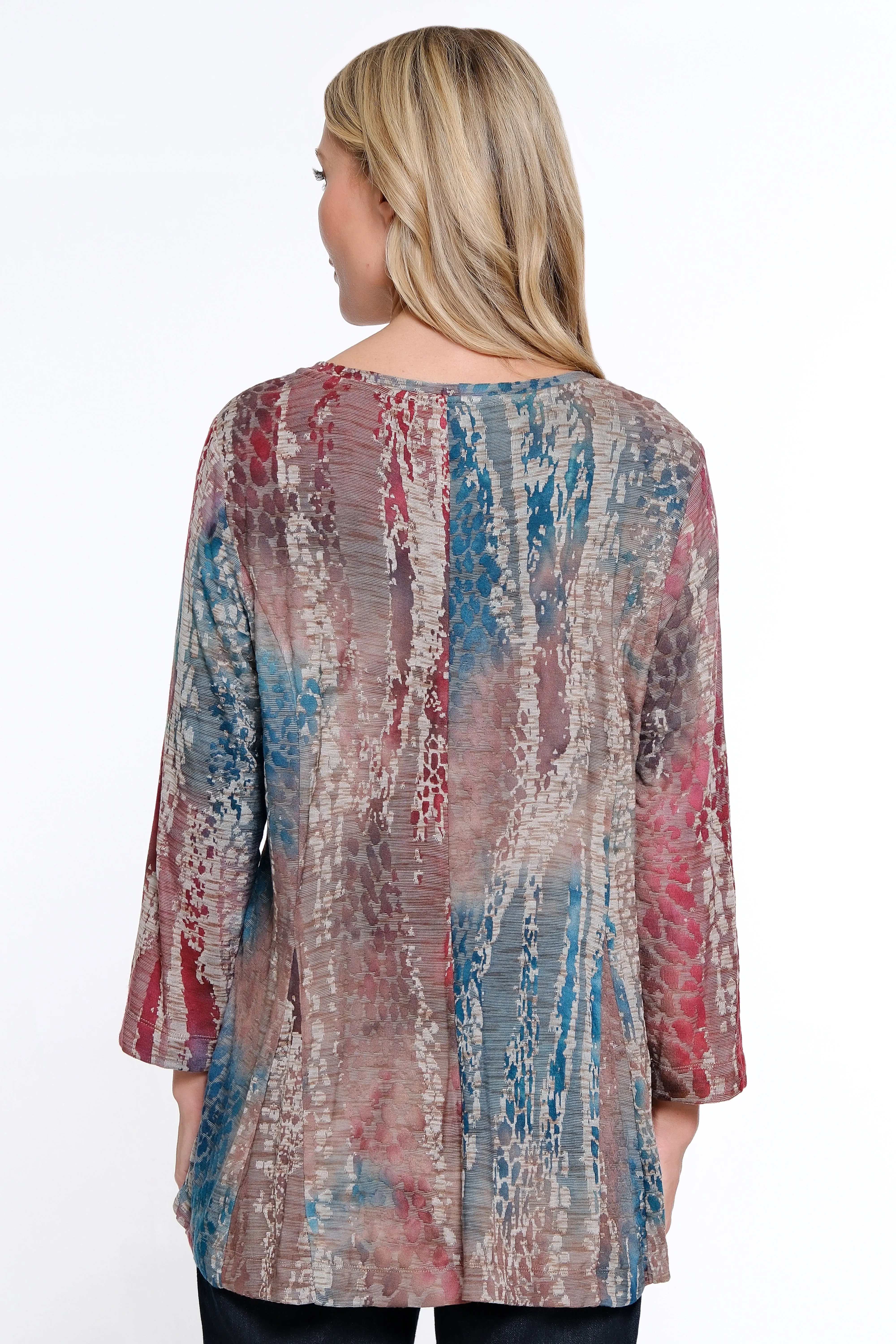 Printed Woven Burnout Button Front Tunic - Women's - Multi sold by Ail Miles Clothing product image thumbnail 2