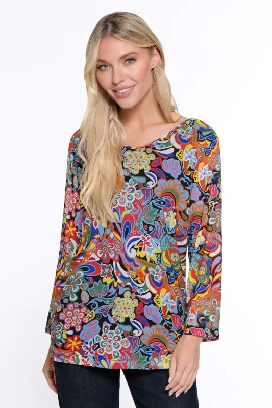 V-Neck Mesh Knit Top - Petite - Floral Multi sold by Ail Miles Clothing