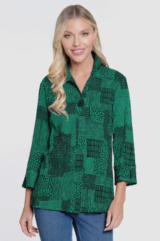 Woven Button Front Tunic - Jade sold by Ail Miles Clothing
