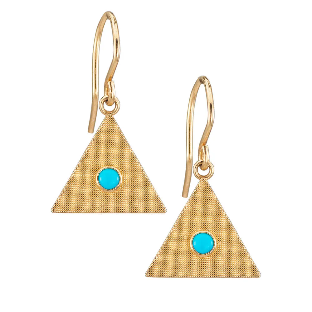 Sand Triangle Earrings with Turquoise sold by Alice Pierre