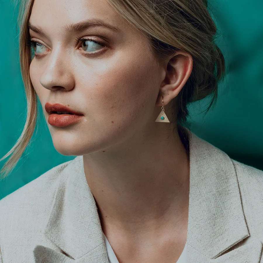 Sand Triangle Earrings with Turquoise sold by Alice Pierre product image thumbnail 2
