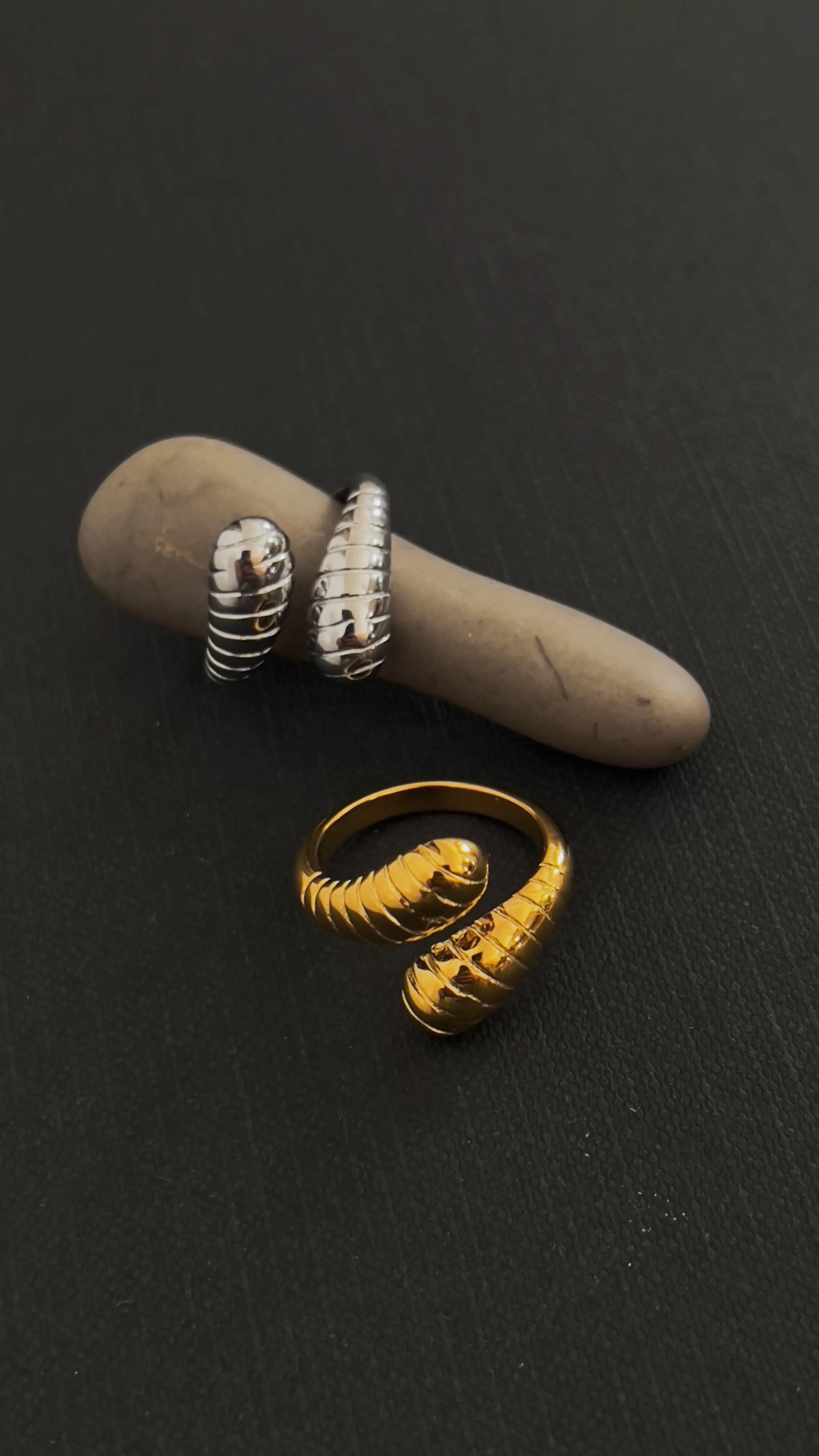 Johanna Ribbed Adjustable Ring -24k Gold sold by Banks Jewelry product image thumbnail 4