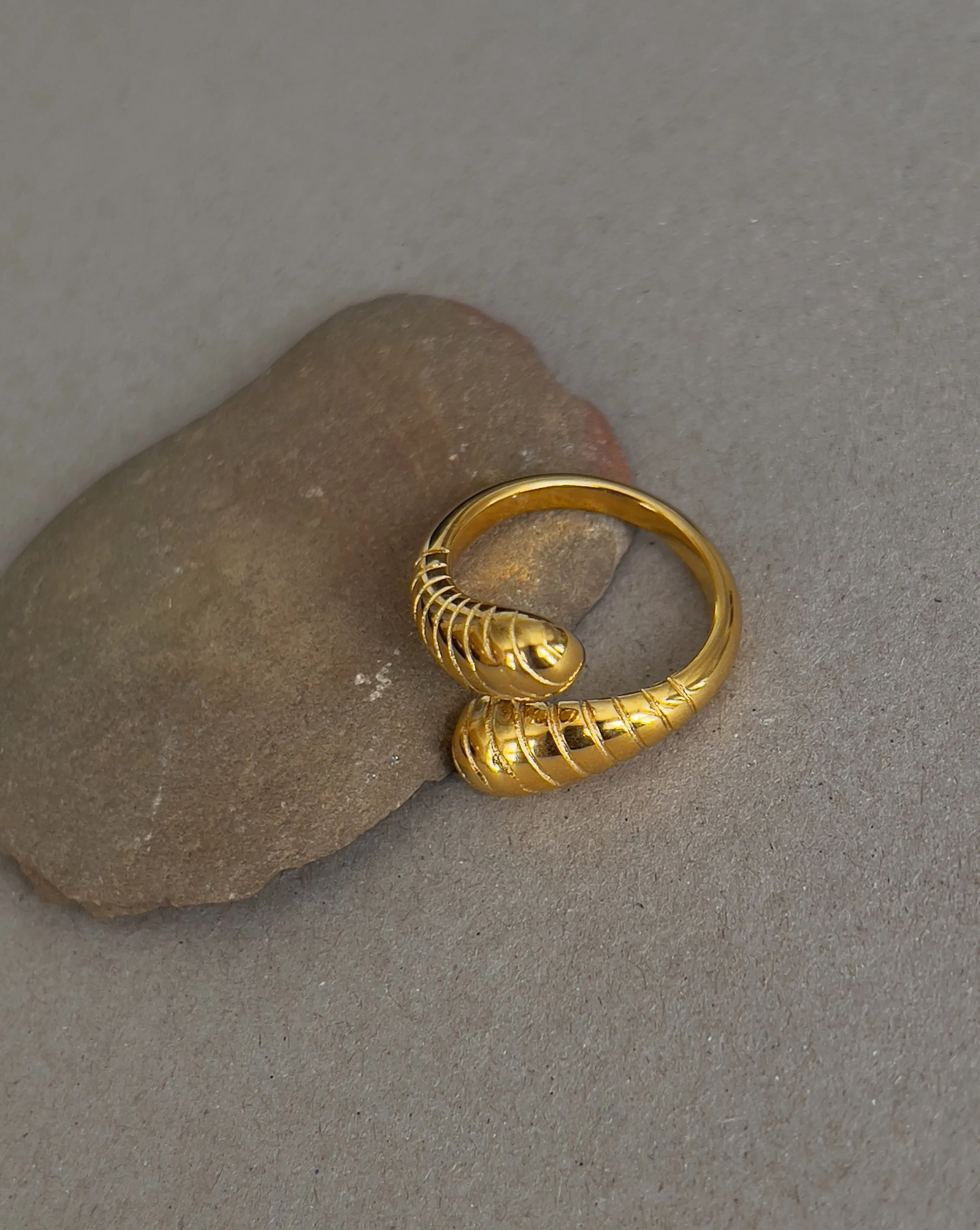Johanna Ribbed Adjustable Ring -24k Gold sold by Banks Jewelry