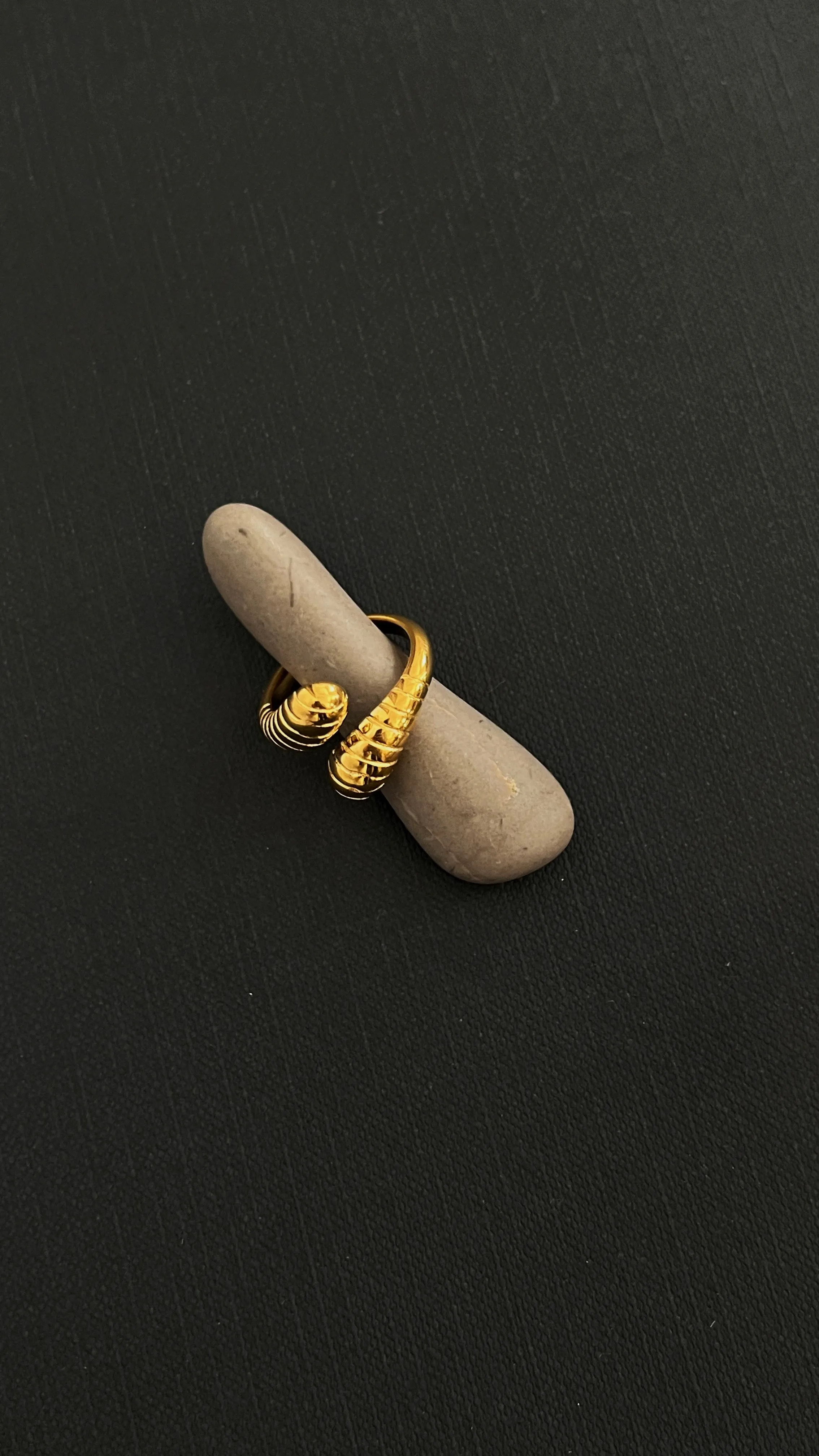 Johanna Ribbed Adjustable Ring -24k Gold sold by Banks Jewelry product image thumbnail 2