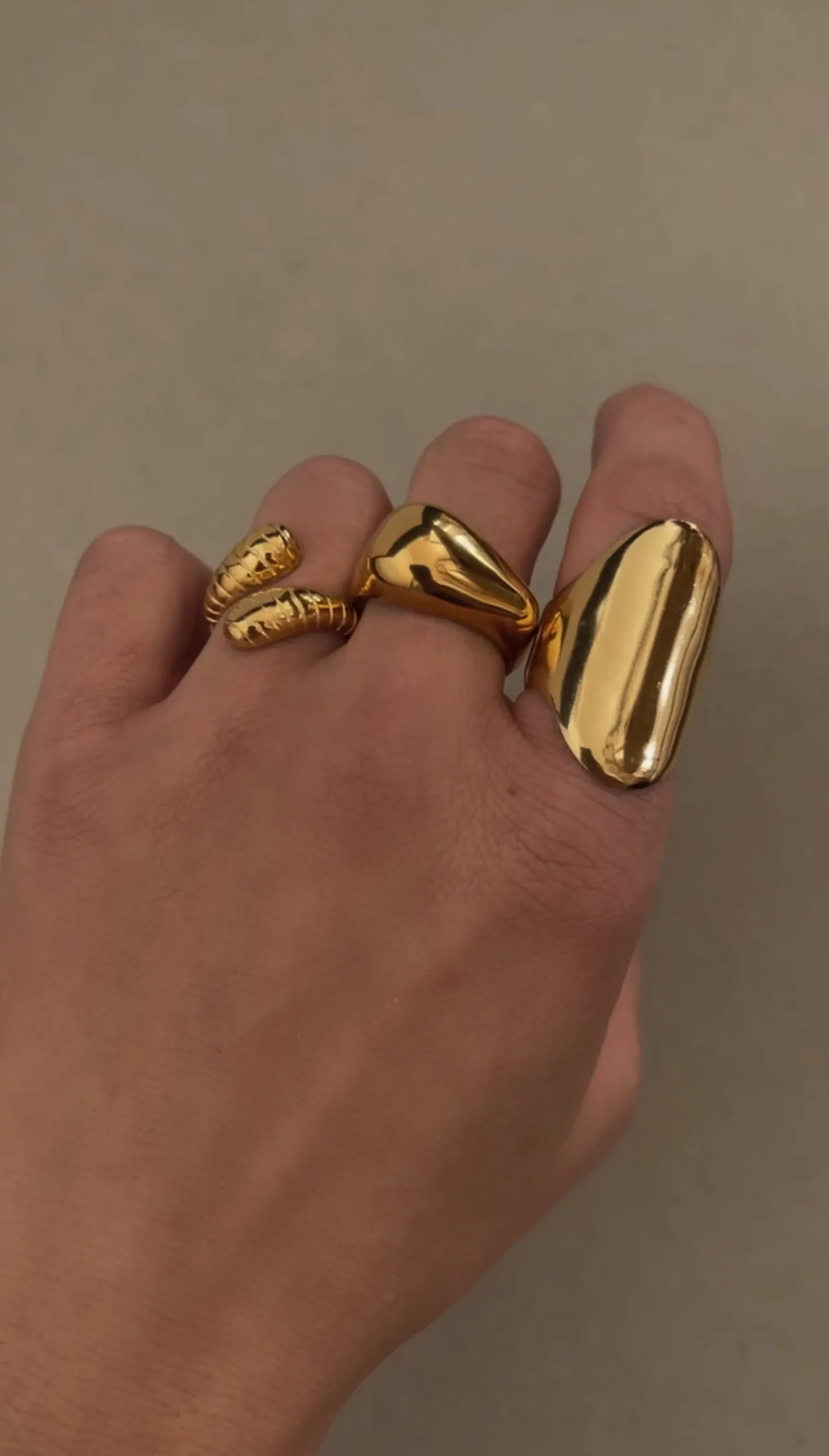 Johanna Ribbed Adjustable Ring -24k Gold sold by Banks Jewelry product image thumbnail 3