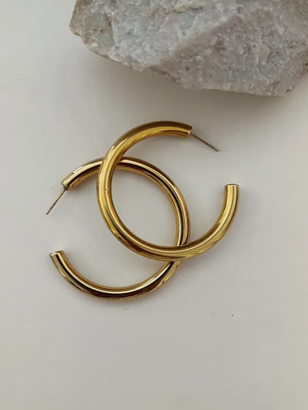 40mm James Hoops -18k Gold sold by Banks Jewelry