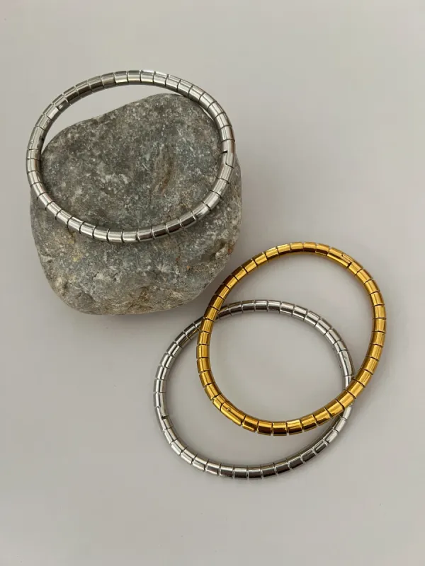 Snake Textured Bangle Bracelet- 24K Gold sold by Banks Jewelry