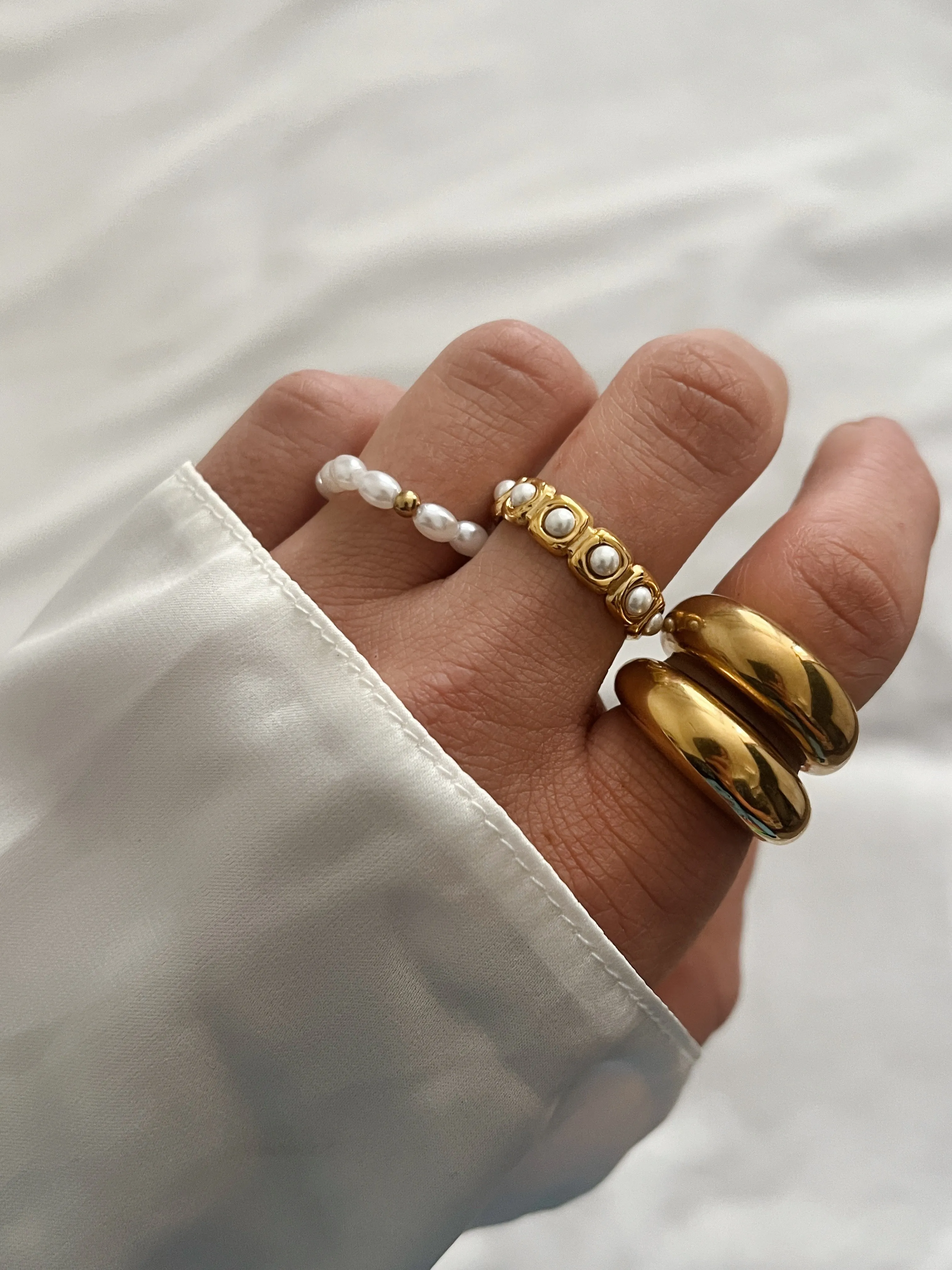 SET OF 2 Pearl Adjustable Rings sold by Banks Jewelry