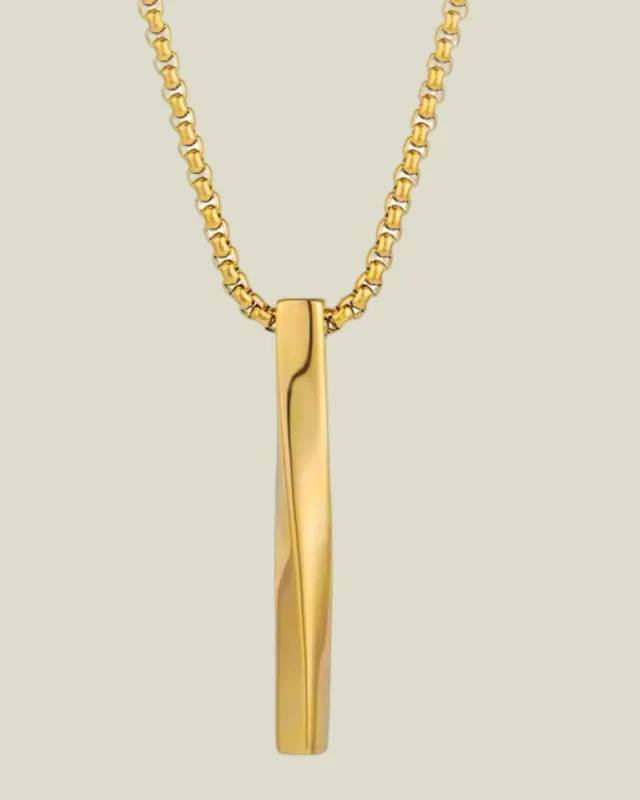 Unisex Long Bar Necklace -24K Gold sold by Banks Jewelry