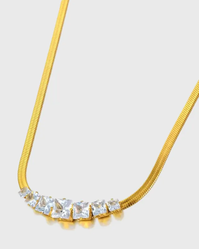 Holiday Square Stone Pendant -24k Gold sold by Banks Jewelry