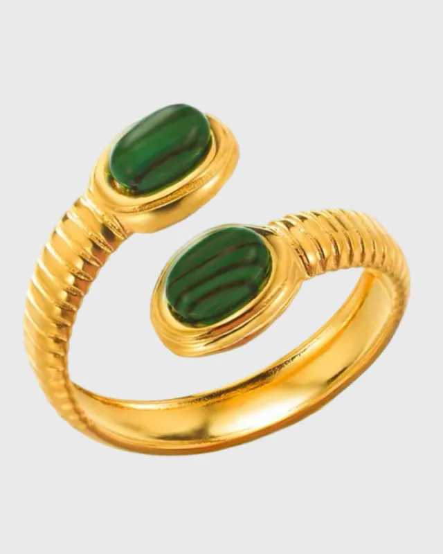 Green Throwing Stones Adjustable Ring -24K Gold sold by Banks Jewelry