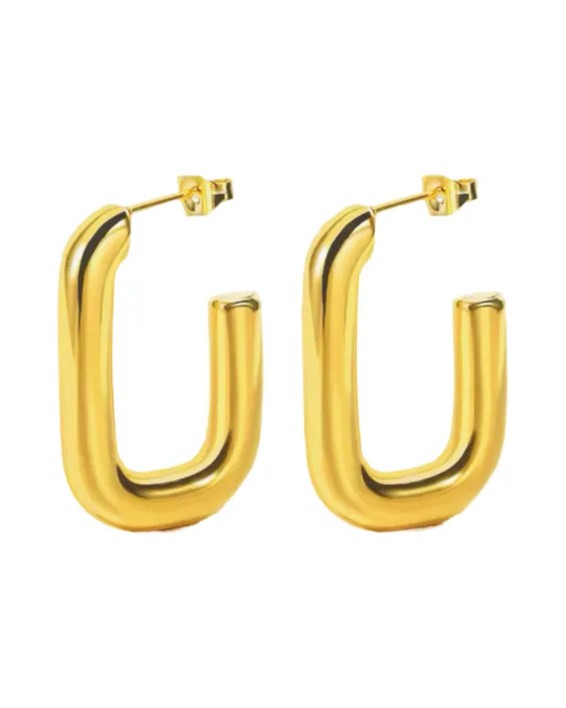 Modern Square Hoops -24k Gold sold by Banks Jewelry
