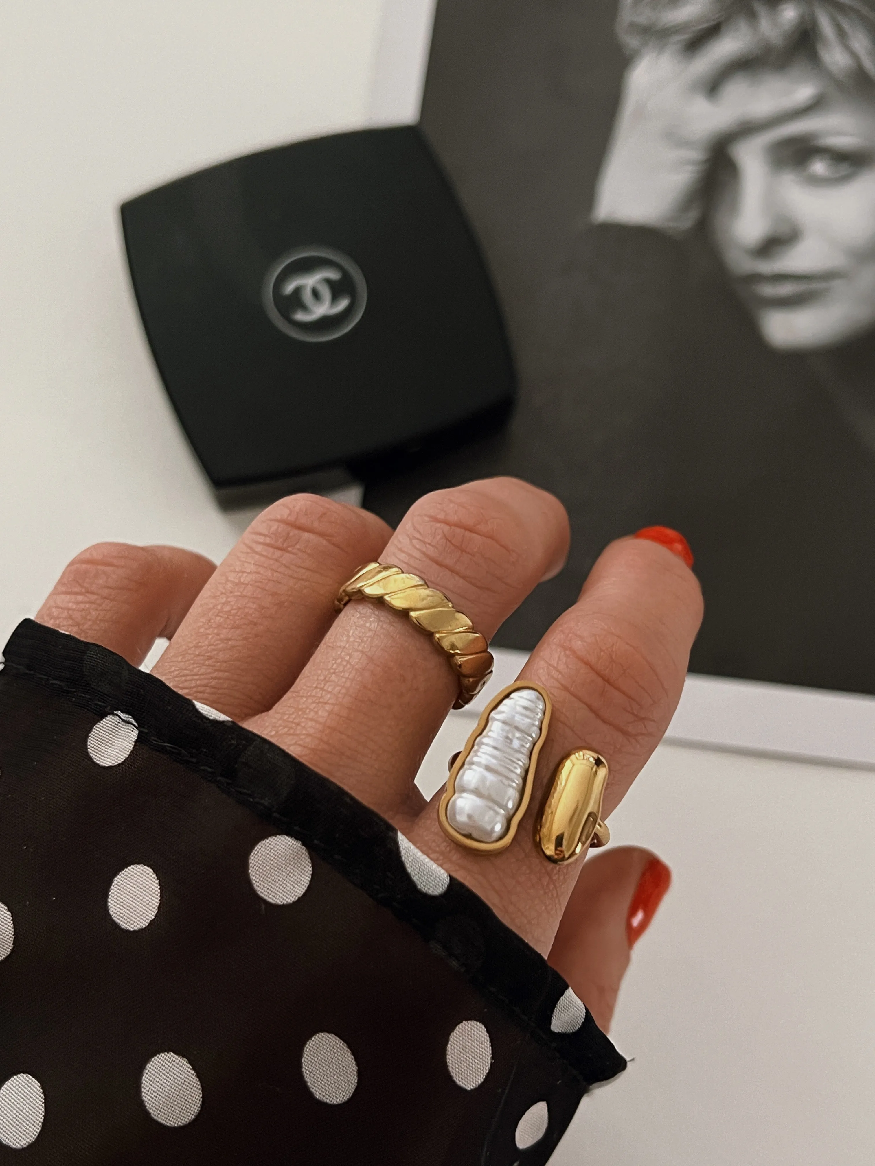 Willow Fresh Water Pearl Adjustable Ring -24K Gold sold by Banks Jewelry product image thumbnail 2