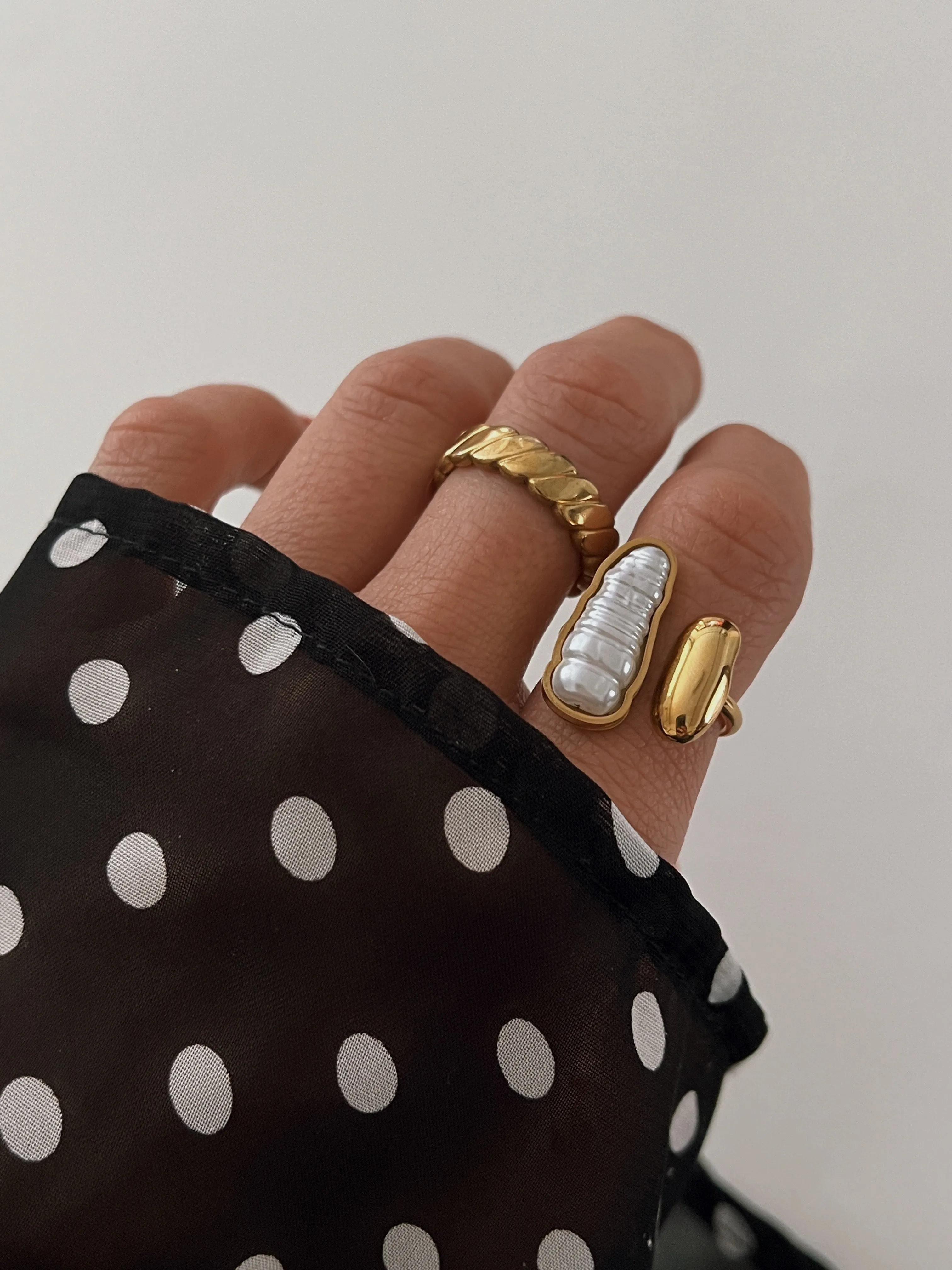 Willow Fresh Water Pearl Adjustable Ring -24K Gold sold by Banks Jewelry product image thumbnail 4