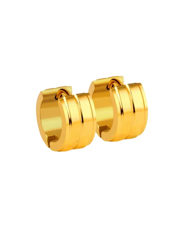 8MM Ribbed Huggies- 24K Gold sold by Banks Jewelry