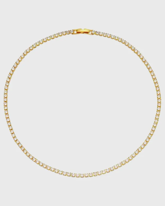 Tennis Necklace-24K Gold sold by Banks Jewelry