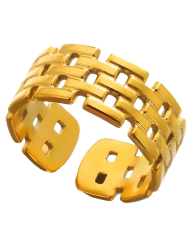 Fence Adjustable Ring -24K Gold sold by Banks Jewelry