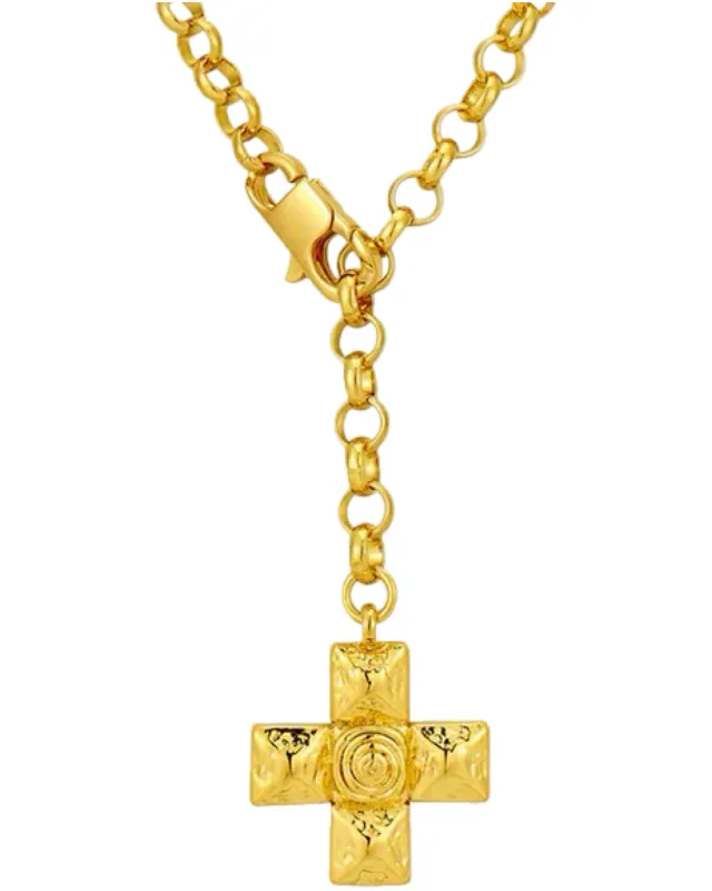 Charlie Cross Necklace  -24k Gold sold by Banks Jewelry
