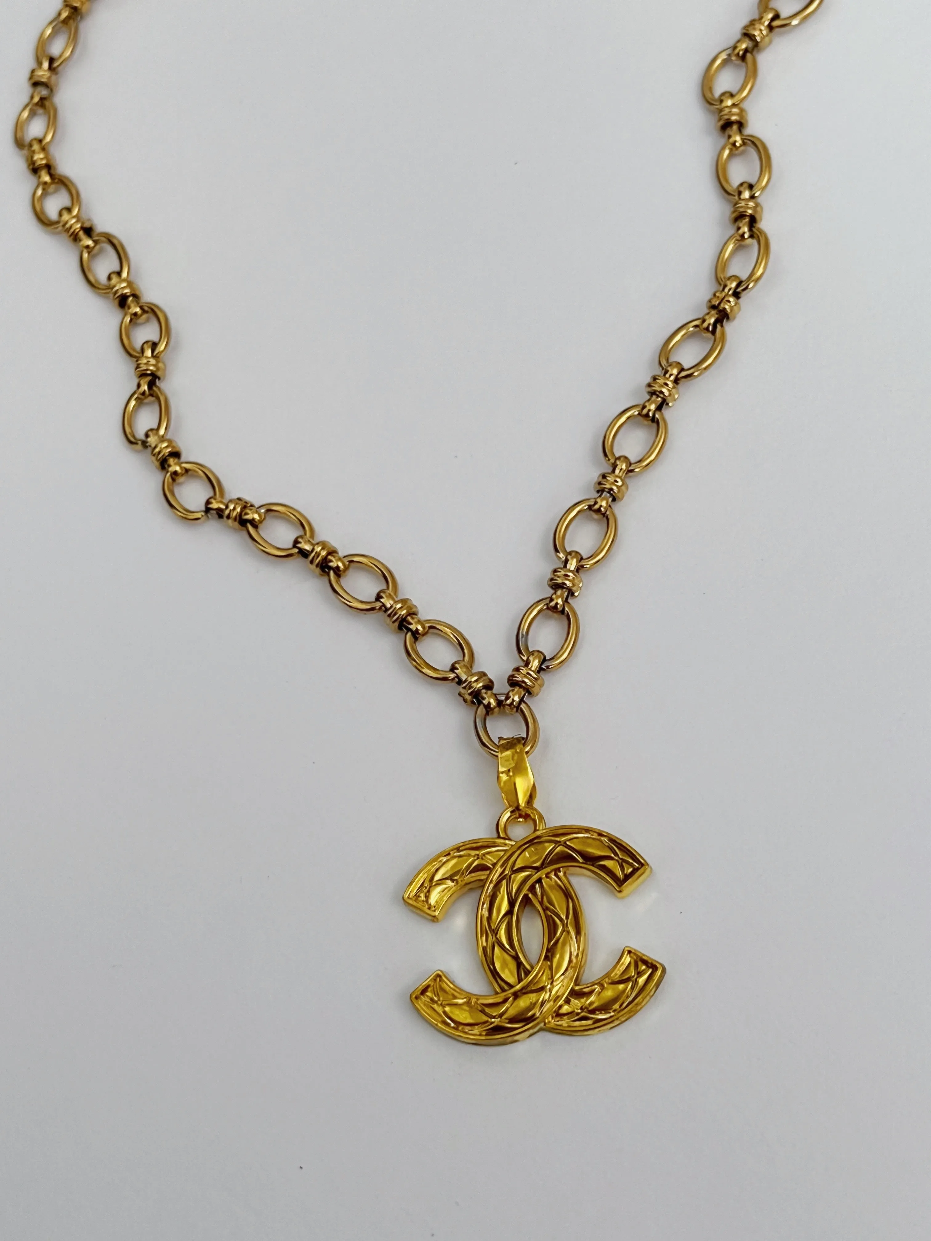 Chanel Charm Vintage Refurbished Designer Pendant Button necklace sold by Banks Jewelry product image thumbnail 3