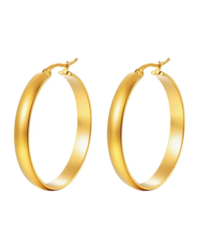 40mm Classic Hoop- 24K Gold sold by Banks Jewelry