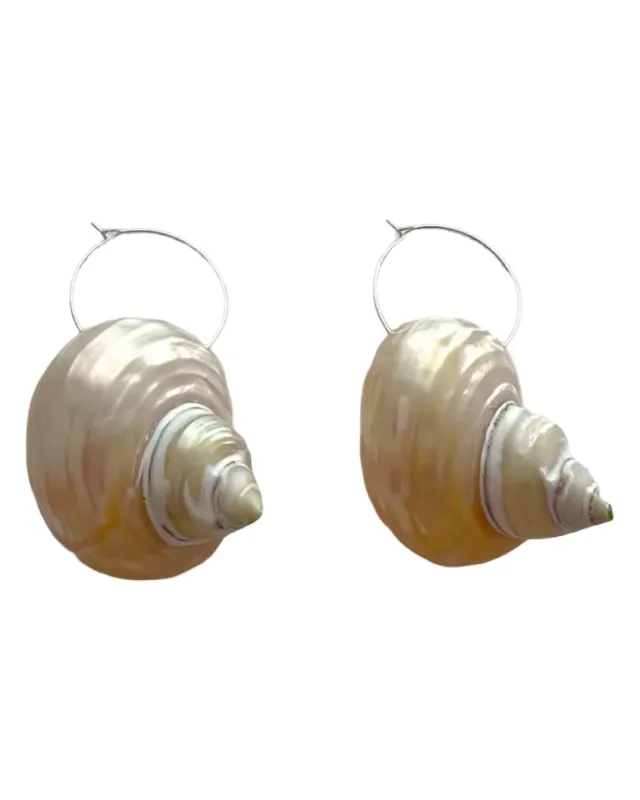 Pearly Shell Gold Earrings sold by Banks Jewelry