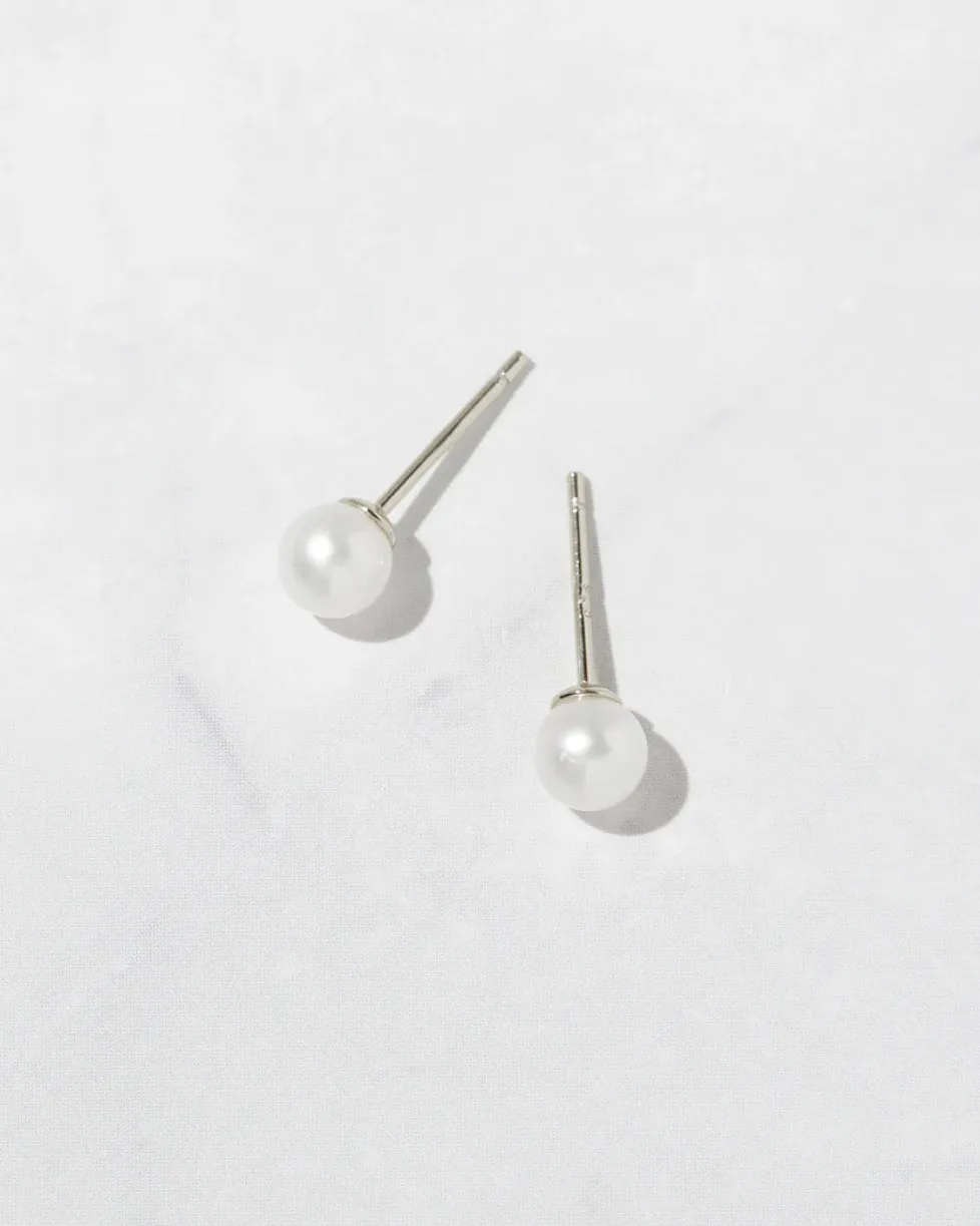 Stud Pearl Earrings -Silver sold by Banks Jewelry product image thumbnail 4