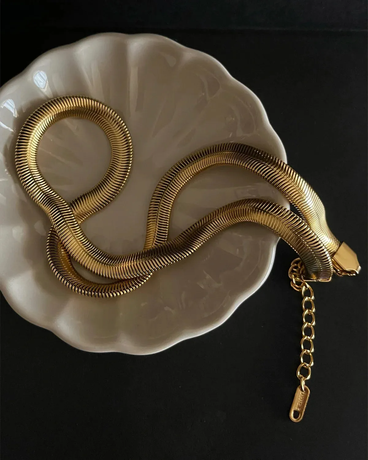 5.5 Herringbone Necklace -24k Gold sold by Banks Jewelry product image thumbnail 4