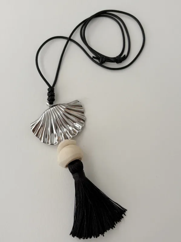 Handmade Shell Vintage Brooch Cord Necklace sold by Banks Jewelry