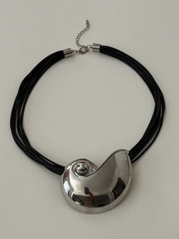 Shell Vintage Brooch Cord Necklace sold by Banks Jewelry