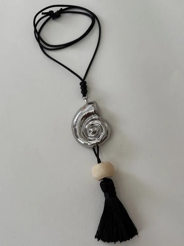 Handmade Shell Vintage Brooch Cord Necklace sold by Banks Jewelry