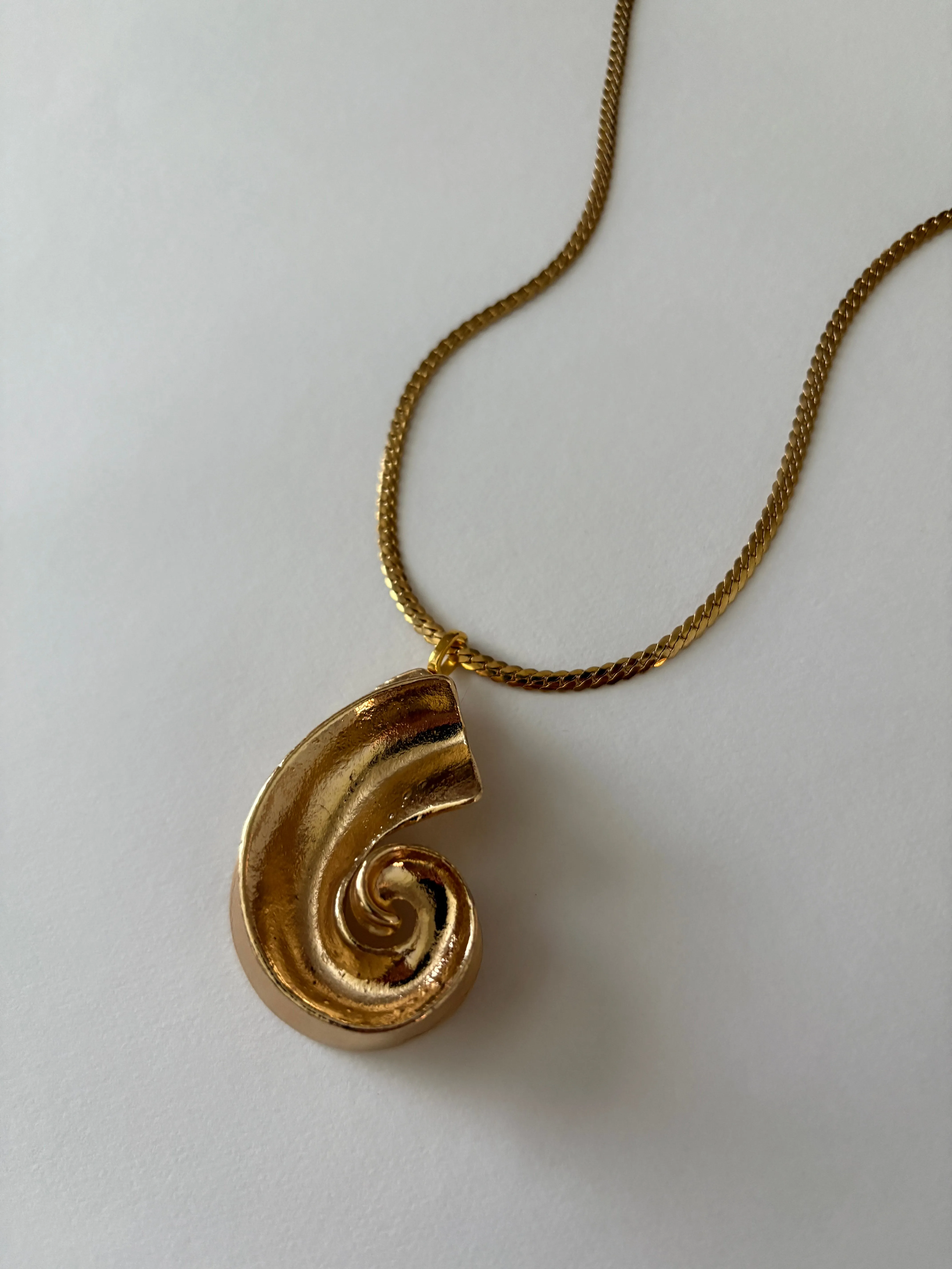 Handmade Shell Vintage Brooch 24K Chain Necklace sold by Banks Jewelry product image thumbnail 2