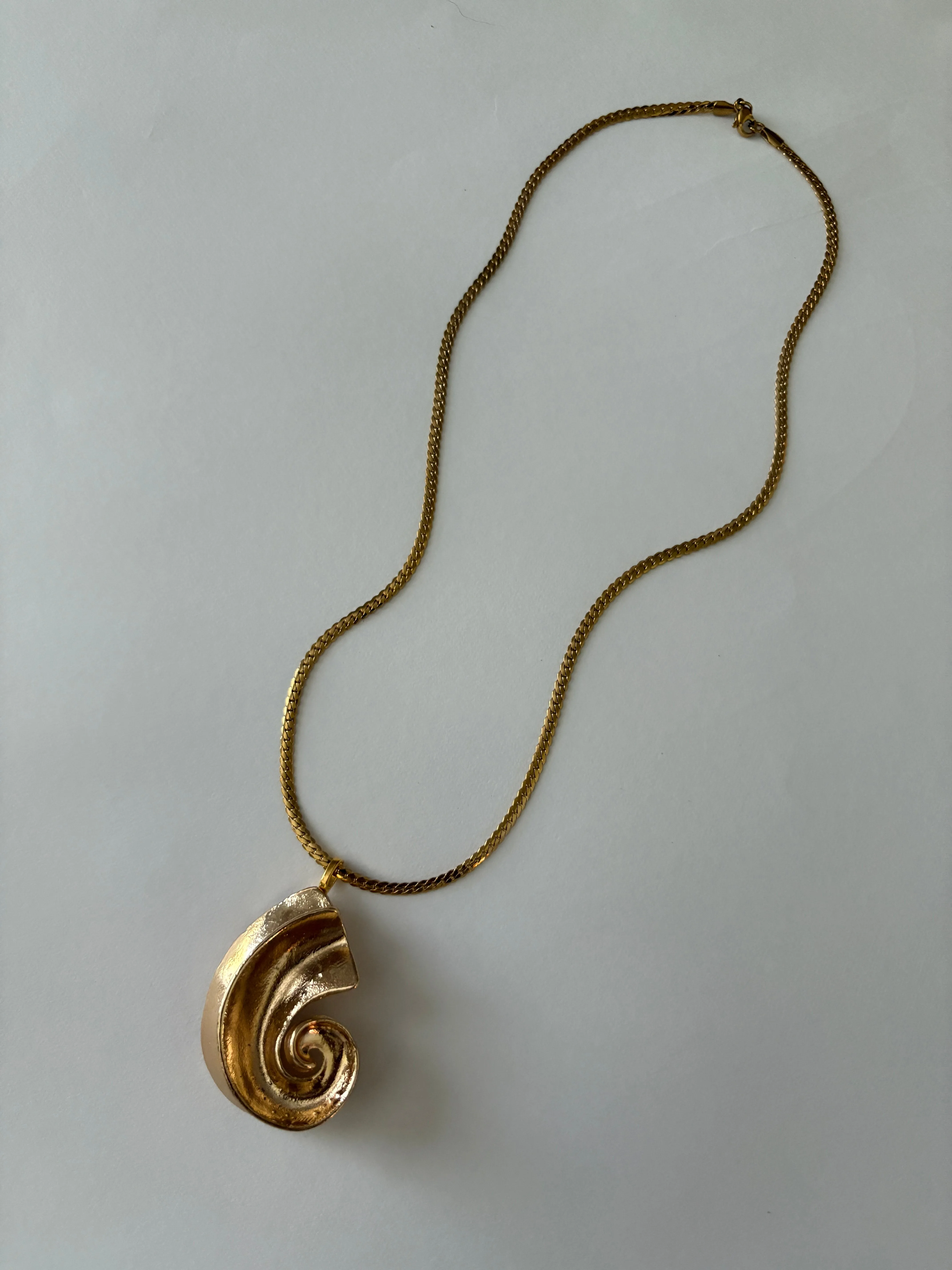 Handmade Shell Vintage Brooch 24K Chain Necklace sold by Banks Jewelry product image thumbnail 3