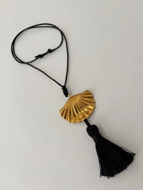 Handmade Shell Vintage Brooch Cord Necklace sold by Banks Jewelry