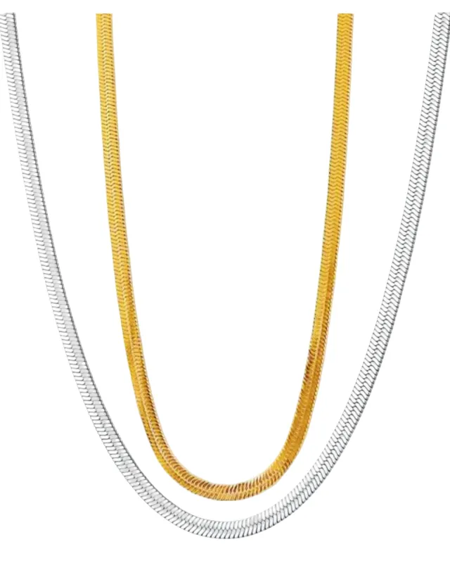 2 Piece 4mm Herringbone Set -24K Gold sold by Banks Jewelry