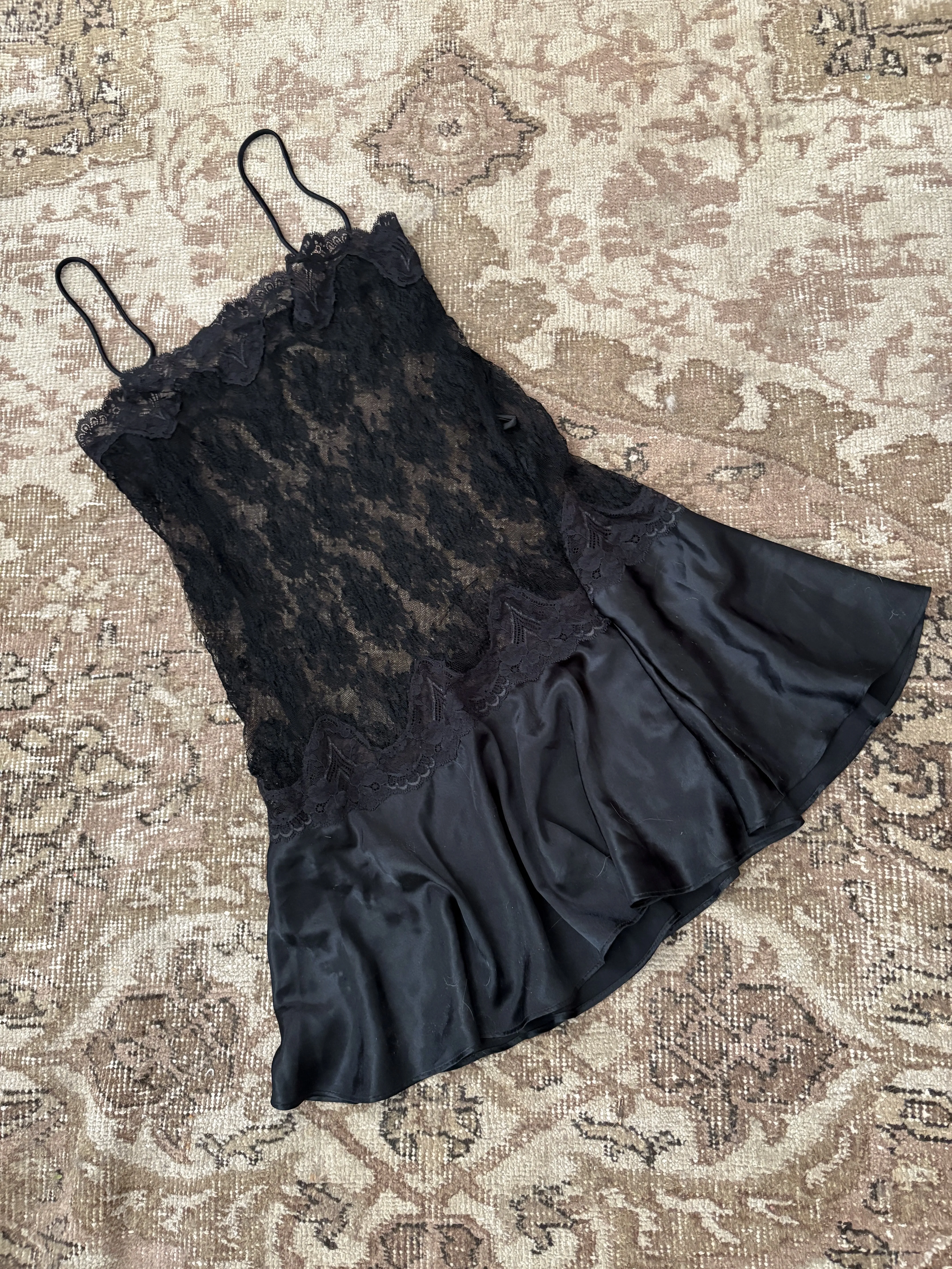 Vintage Y2K Ivory Satin & Lace Slip sold by Banks Jewelry