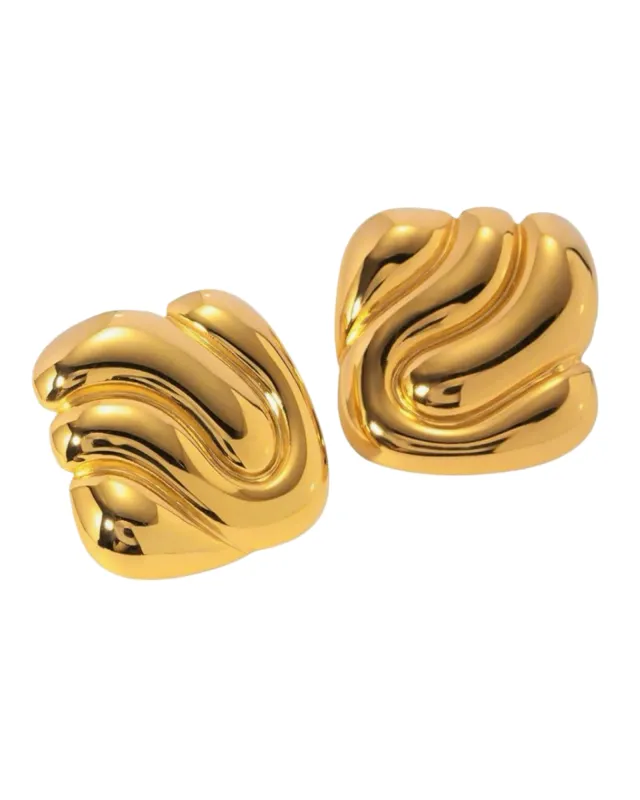 Square Vintage Earrings- 24 Gold sold by Banks Jewelry