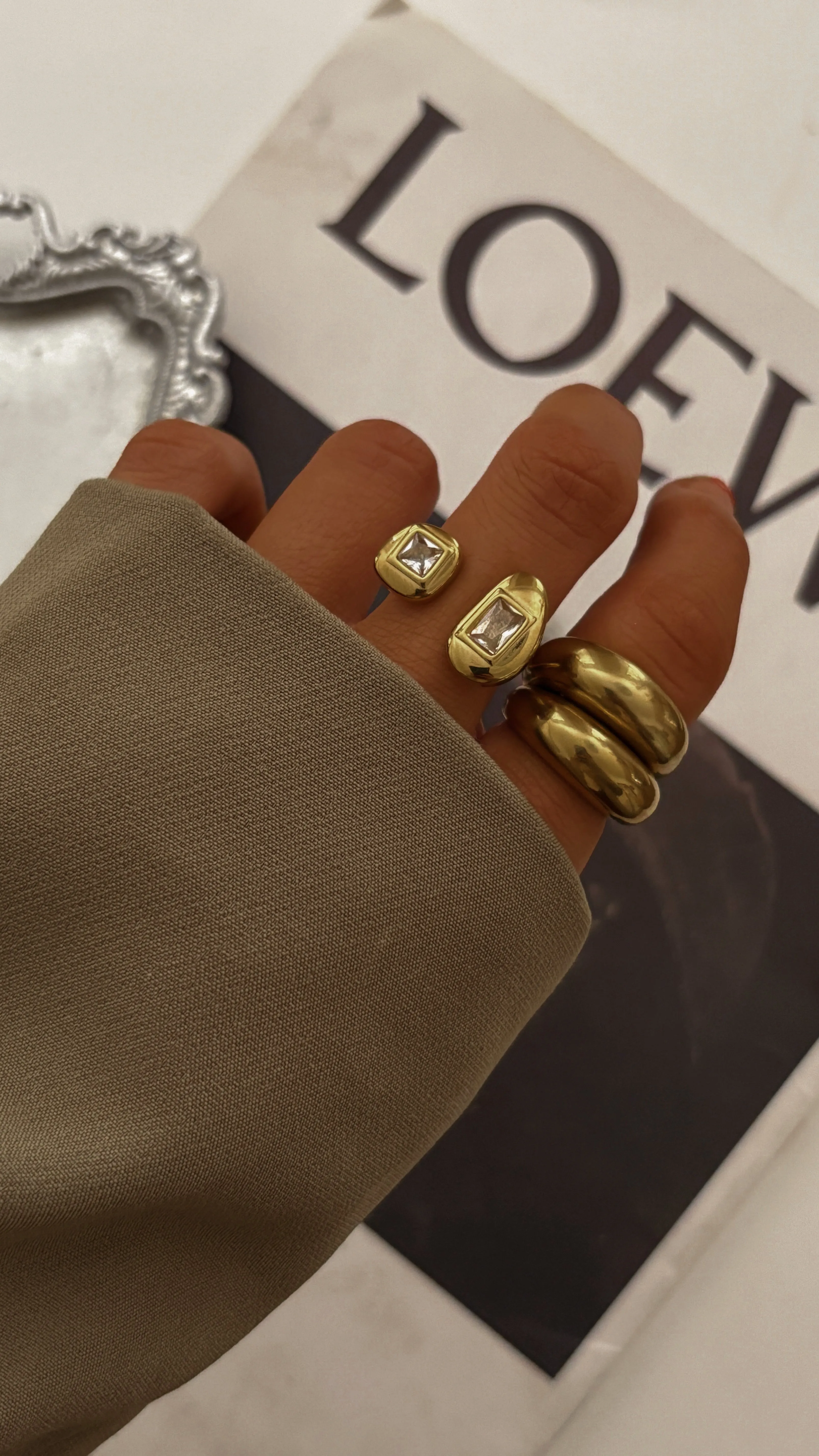 Lottie Stone Adjustable Ring- 24K Gold sold by Banks Jewelry product image thumbnail 3