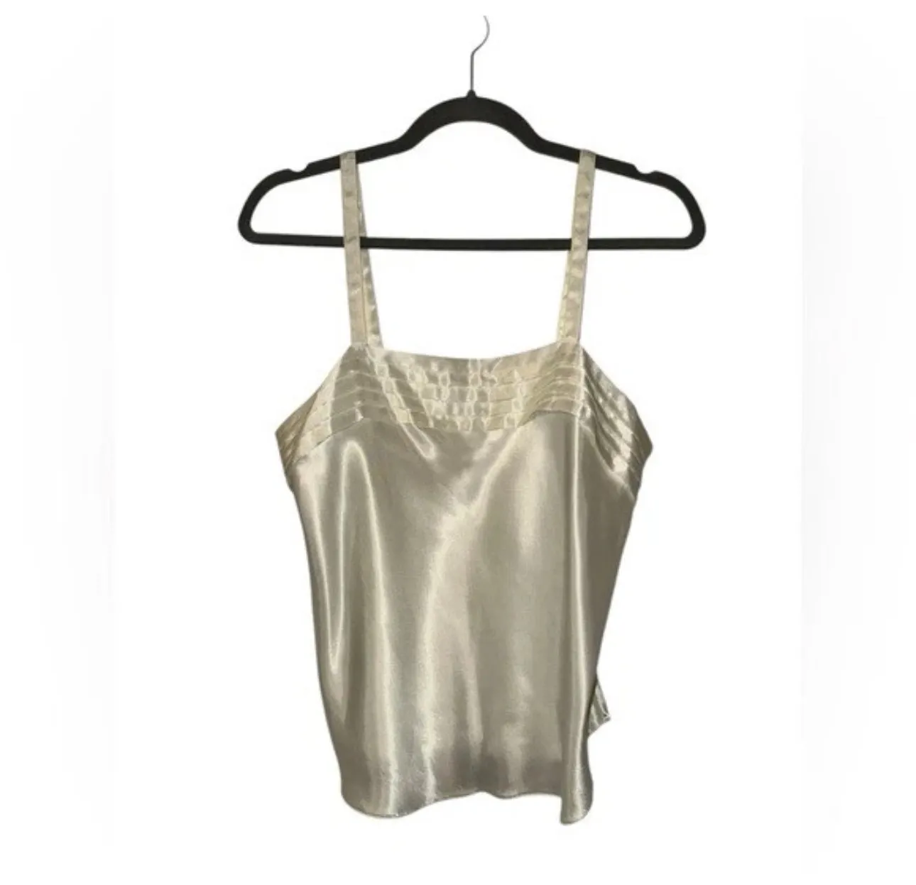Sacks Vintage Y2K Ivory Satin  Tank Size Large sold by Banks Jewelry product image thumbnail 5