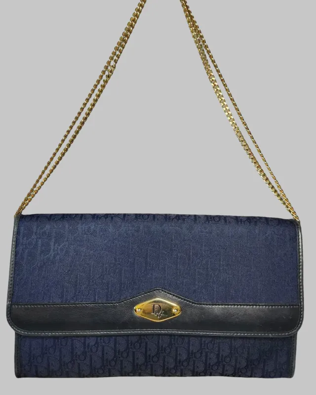 Christian Dior Vintage Trotter Canvas Shoulder Bag – Navy sold by Banks Jewelry
