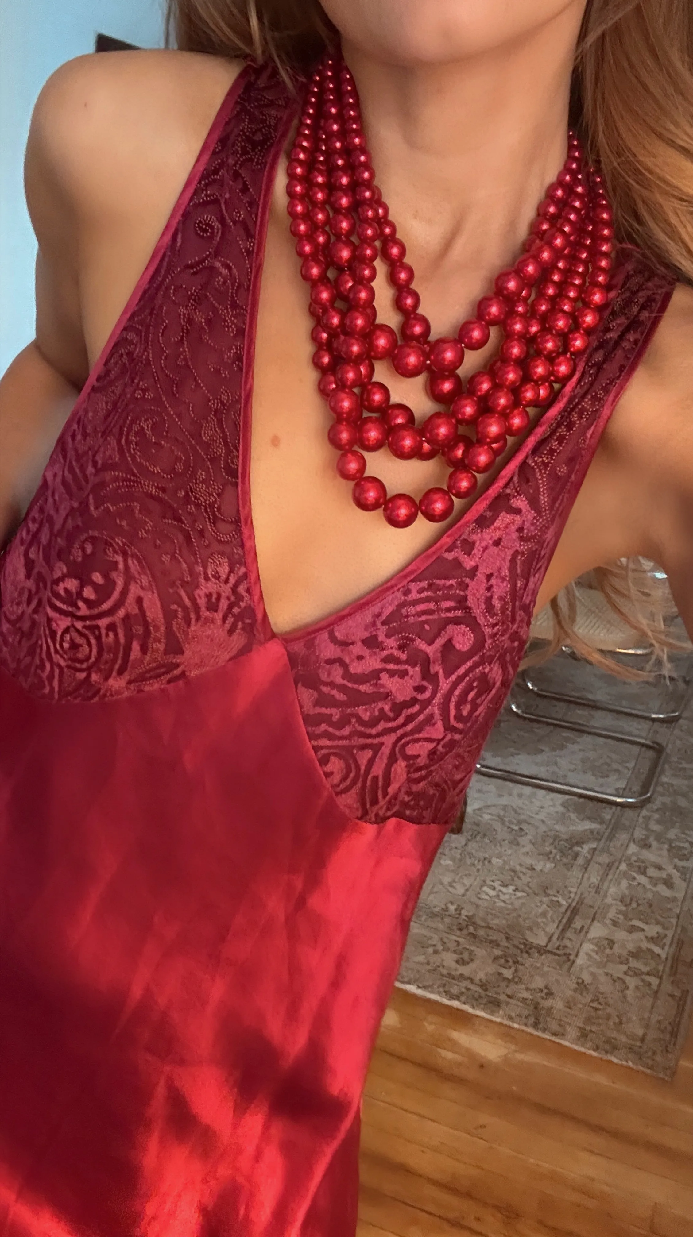 Red Beaded Vintage Multi Layers Necklace sold by Banks Jewelry