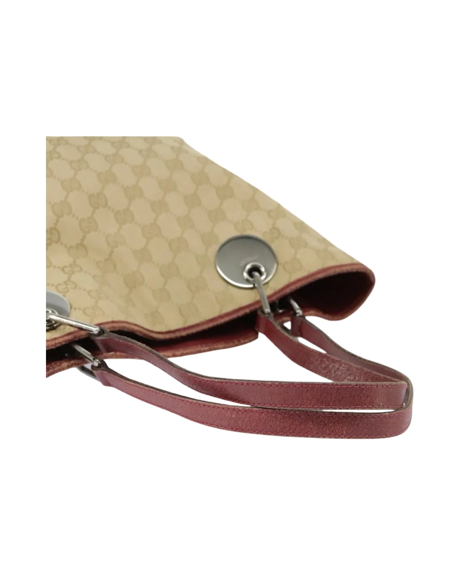 Vintage Gucci Canvas Tote — Beige, Silver & Red sold by Banks Jewelry product image thumbnail 3