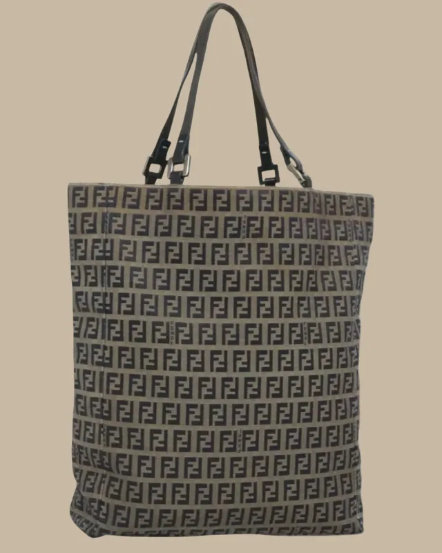 Vintage Fendi Zucchino Canvas Tote — Navy & Silver sold by Banks Jewelry