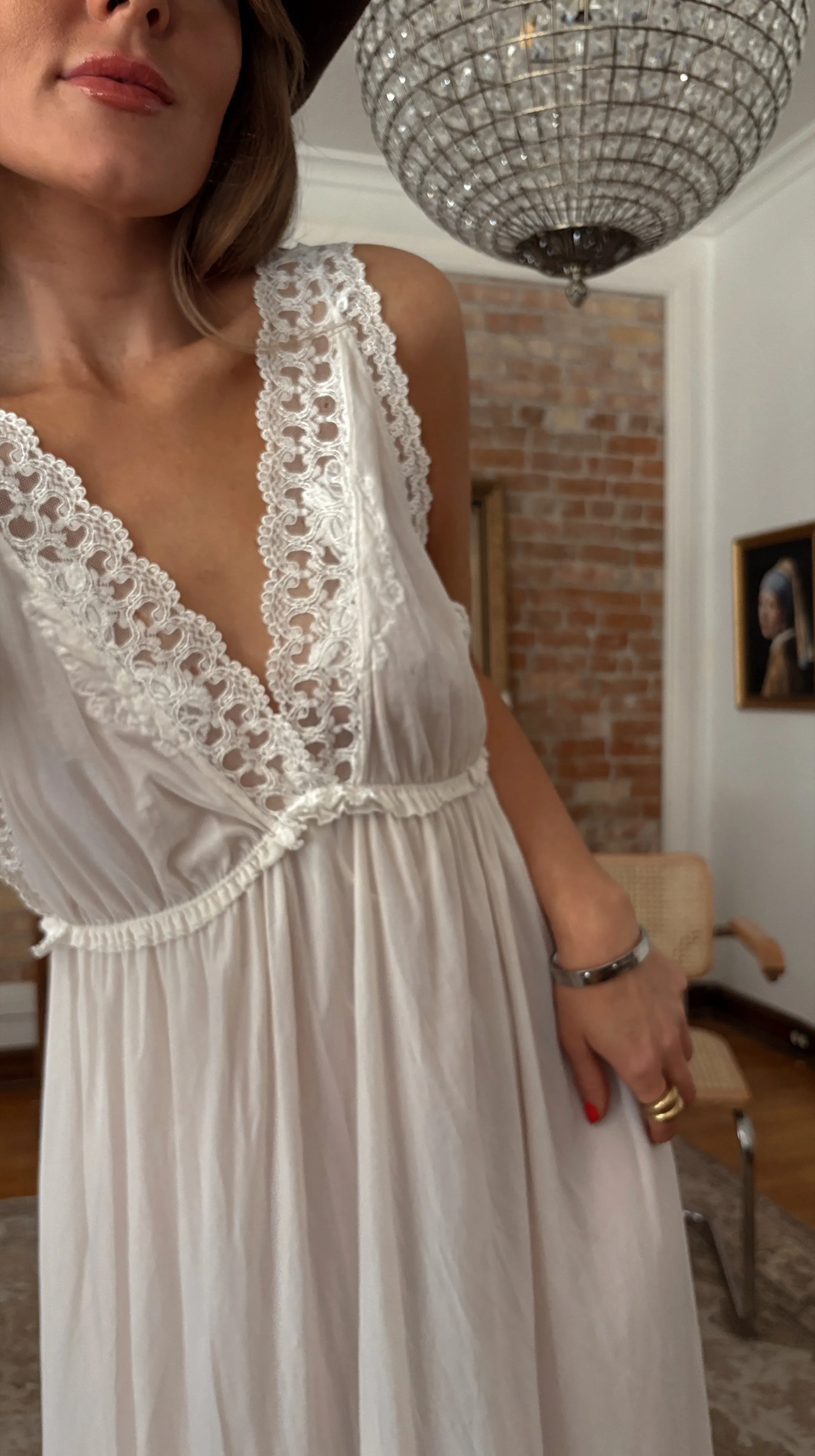 SB Ivory Lace embroidered Vintage Slip sold by Banks Jewelry product image thumbnail 4