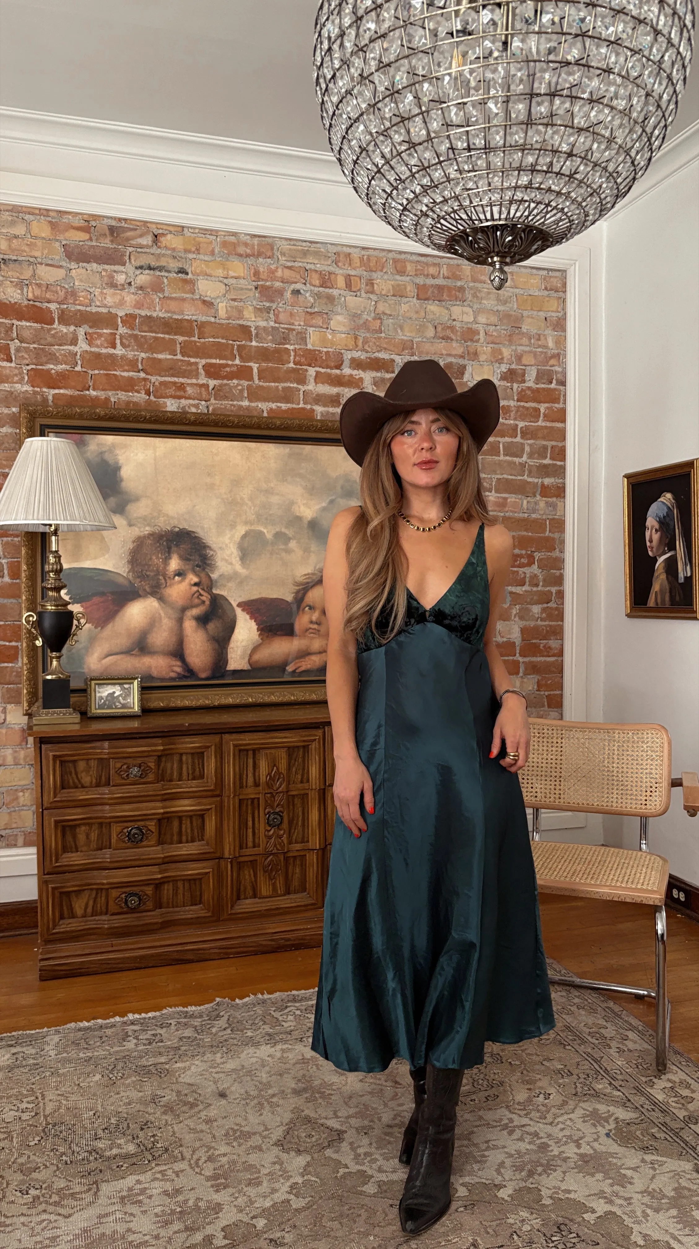 Green Print Lace Vintage Slip sold by Banks Jewelry product image thumbnail 2