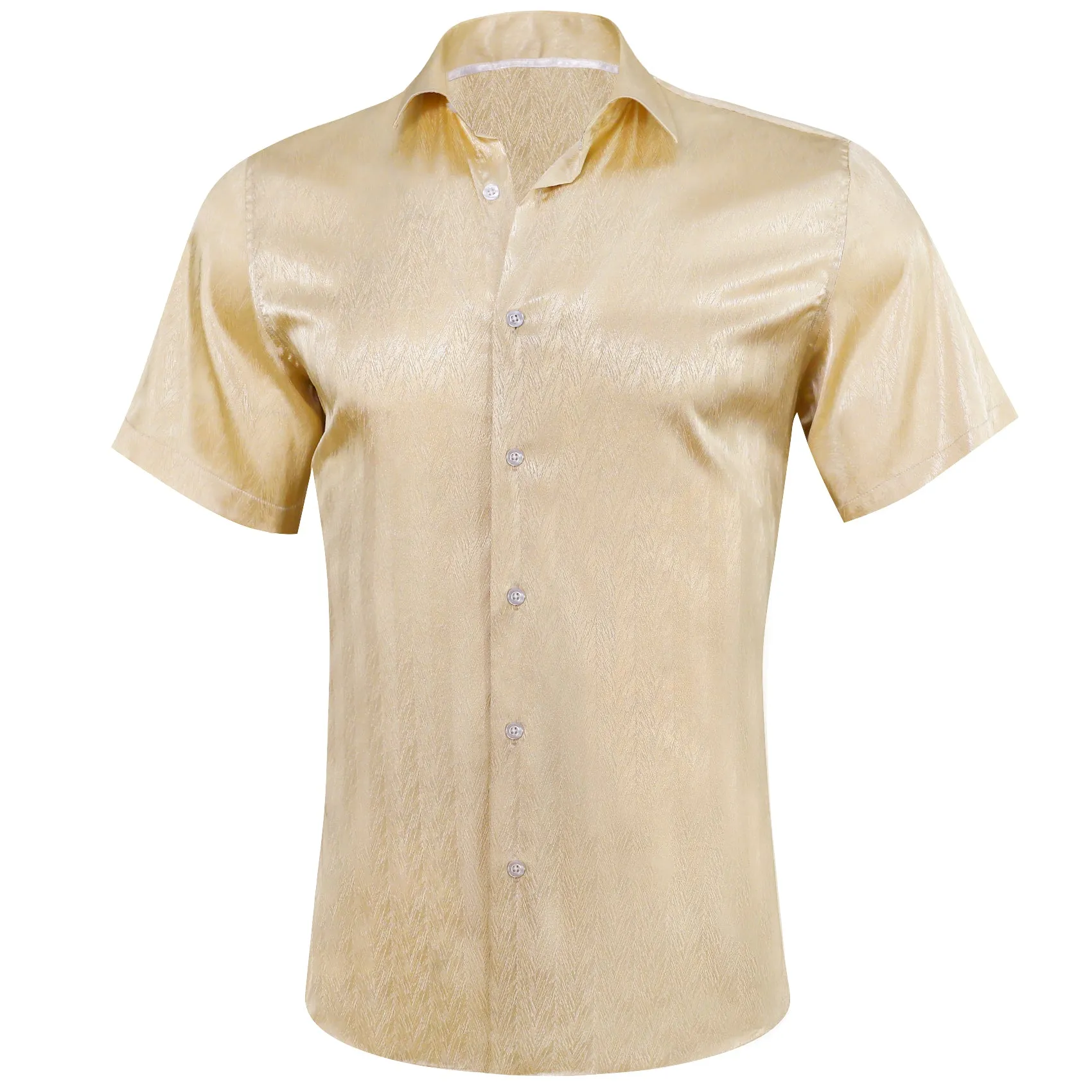 Barry Wang Shirts Light Gold Solid Short Sleeves Silk Dress Shirt sold by Barrywang product image thumbnail 2