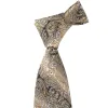 Barry Wang Tan Yellow Grey Paisley Necktie Pocket Square Cufflinks Set sold by Barrywang