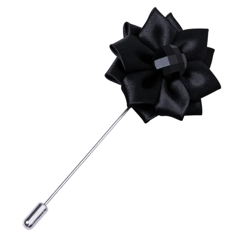 Barry Wang Wedding Brooch Men's Suit Novelty Black Floral Lapel Pin sold by Barrywang